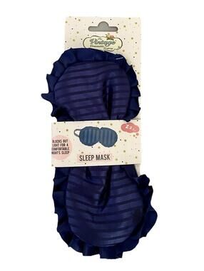 NWT The Vintage Cosmetic Company Navy Blue Satin Beauty Sleep Mask OS